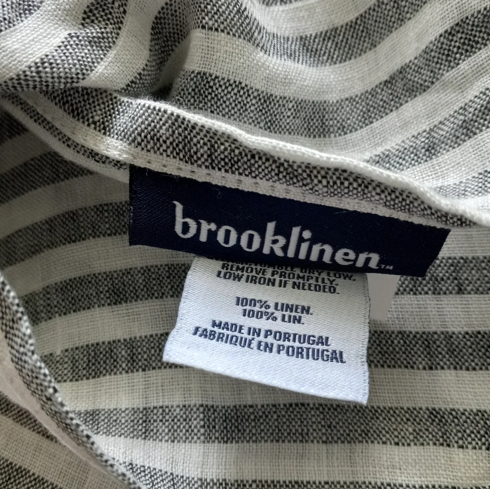 Brooklinen Washed European Linen Duvet Cover Oxford Stripe In Grey